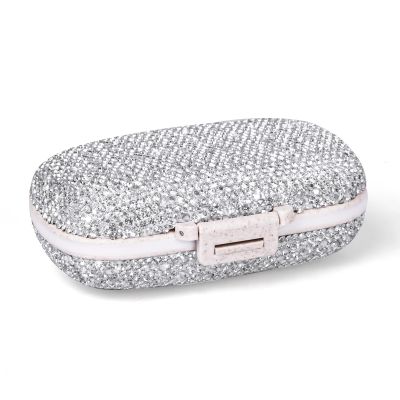 1Pack Travel Pill Organizer, 8 Compartments Portable Pill Case, Small Pill Box for Pocket Purse Portable Medicine Vitamin Container (Sparkling Silver)