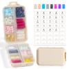 14 GRIDS Travel Pill Organizer Box with Labels - Travel Medicine Case Kit - Pocket Daily Pharmacy Container - Travel Medication Holder Dispenser for Fish Oil Vitamin Supplement Storage - Khaki view 1