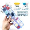 14 GRIDS Travel Pill Organizer Box with Labels - Travel Medicine Case Kit - Pocket Daily Pharmacy Container - Travel Medication Holder Dispenser for Fish Oil Vitamin Supplement Storage - Clear Blue view 2