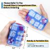 14 GRIDS Travel Pill Organizer Box with Labels - Travel Medicine Case Kit - Pocket Daily Pharmacy Container - Travel Medication Holder Dispenser for Fish Oil Vitamin Supplement Storage - Clear Blue view 3