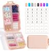 14 GRIDS Travel Pill Organizer Box with Labels - Travel Medicine Case Kit - Pocket Daily Pharmacy Container - Travel Medication Holder Dispenser for Fish Oil Vitamin Supplement Storage - Pink view 1