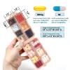 14 GRIDS Travel Pill Organizer Box with Labels - Travel Medicine Case Kit - Pocket Daily Pharmacy Container - Travel Medication Holder Dispenser for Fish Oil Vitamin Supplement Storage - Pink view 2