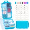 14 GRIDS Travel Pill Organizer Box with Labels - Travel Medicine Case Kit - Pocket Daily Pharmacy Container - Travel Medication Holder Dispenser for Fish Oil Vitamin Supplement Storage - Blue view 1
