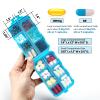 14 GRIDS Travel Pill Organizer Box with Labels - Travel Medicine Case Kit - Pocket Daily Pharmacy Container - Travel Medication Holder Dispenser for Fish Oil Vitamin Supplement Storage - Blue view 2