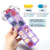 14 GRIDS Travel Pill Organizer Box with Labels - Travel Medicine Case Kit - Pocket Daily Pharmacy Container - Travel Medication Holder Dispenser for Fish Oil Vitamin Supplement Storage - Clear Purple view 2