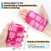 14 GRIDS Travel Pill Organizer Box with Labels - Travel Medicine Case Kit - Pocket Daily Pharmacy Container - Travel Medication Holder Dispenser for Fish Oil Vitamin Supplement Storage - Clear Pink view 3