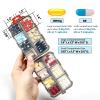 14 GRIDS Travel Pill Organizer Box with Labels - Travel Medicine Case Kit - Pocket Daily Pharmacy Container - Travel Medication Holder Dispenser for Fish Oil Vitamin Supplement Storage - Clear Gray view 2