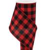 10 Yards Red Black Stripe Plaid Wired Ribbon, Christmas Wired Ribbon, Stripe Plaid Wired Ribbon, 4" Wired Ribbon view 1