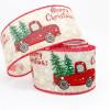 10 Yards Merry Christmas Rustic Truck Wired Ribbon, Red Truck Ribbon, Rustic Truck Ribbon, Christmas Ribbon, 2.5 Wide Wire Ribbon, Ribbon for Wreaths view 1