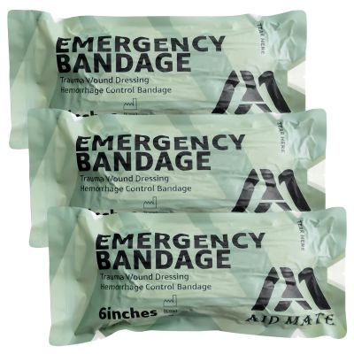6" Israeli Style Emergency Bandage, Compression Trauma Wound Dressing, Medical Sterile Vacuum Sealed, Combat Tactical First Aid Kit IFAK Supplies, 3 Count