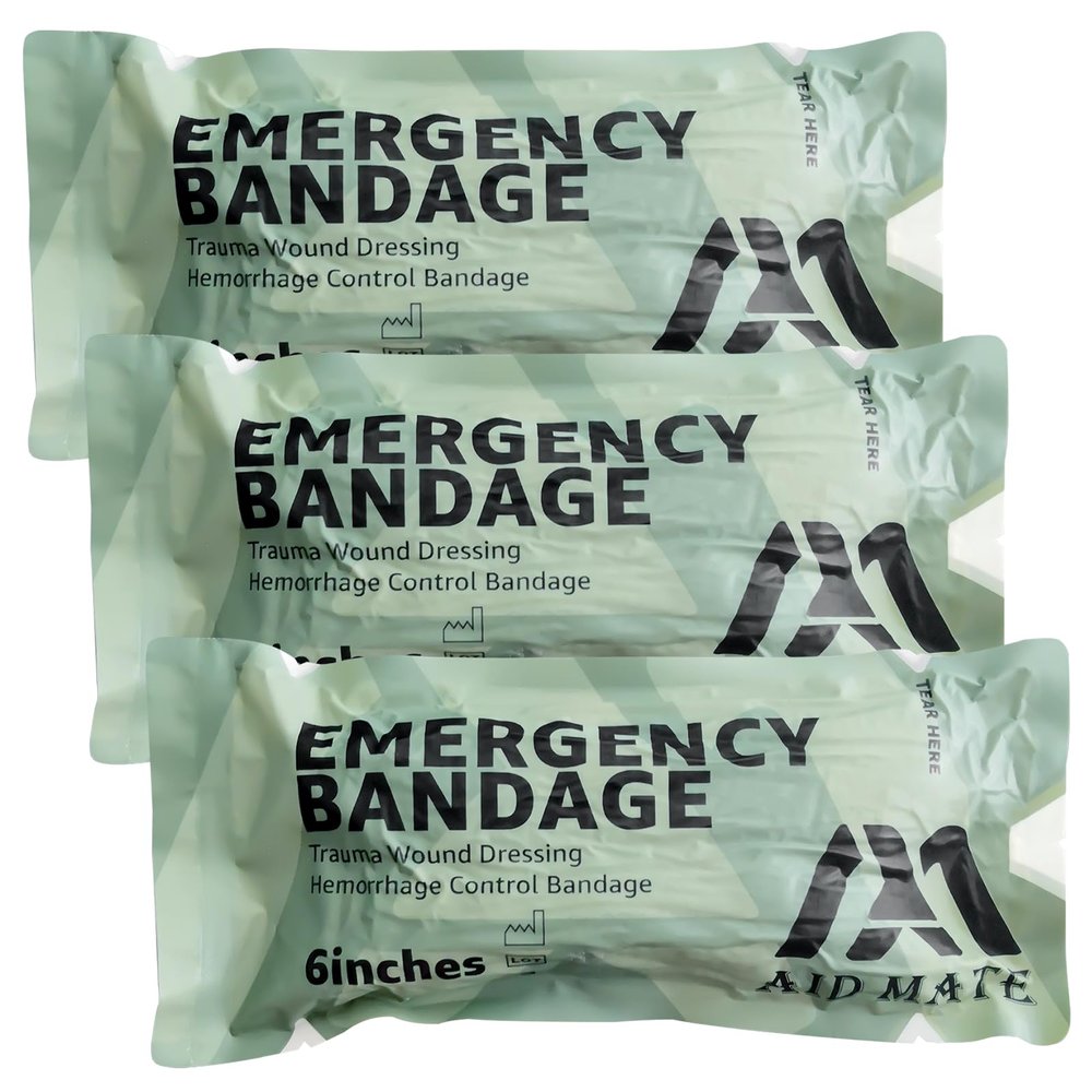 6" Israeli Style Emergency Bandage, Compression Trauma Wound Dressing, Medical Sterile Vacuum Sealed, Combat Tactical First Aid Kit IFAK Supplies, 3 Count