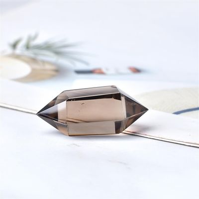 KatLin Natural Tea Crystal Quartz Crystal Bi-Hexagonal Polka Dot Wand Meditation Healing Reiki Stone Mineral Jewelry DIY Gift Collect Ornaments