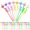 40 Pcs Valentine's Day Heart Glitter Straws Heart Shaped Sparkly Plastic Reusable Drinking Straws Cute Straw Crazy Loop Goodie Gifts for Exchange Prizes Valentines Galentines Wedding Party Supplies view 1