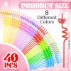 40 Pcs Valentine's Day Heart Glitter Straws Heart Shaped Sparkly Plastic Reusable Drinking Straws Cute Straw Crazy Loop Goodie Gifts for Exchange Prizes Valentines Galentines Wedding Party Supplies view 2