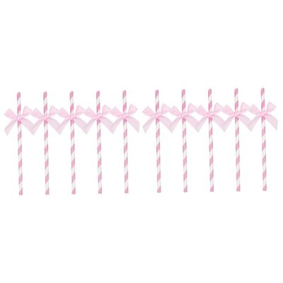 jojofuny 2sets Party Supplies Birthday Cake Ornaments Bowknot Paper Straws 30pcs*2