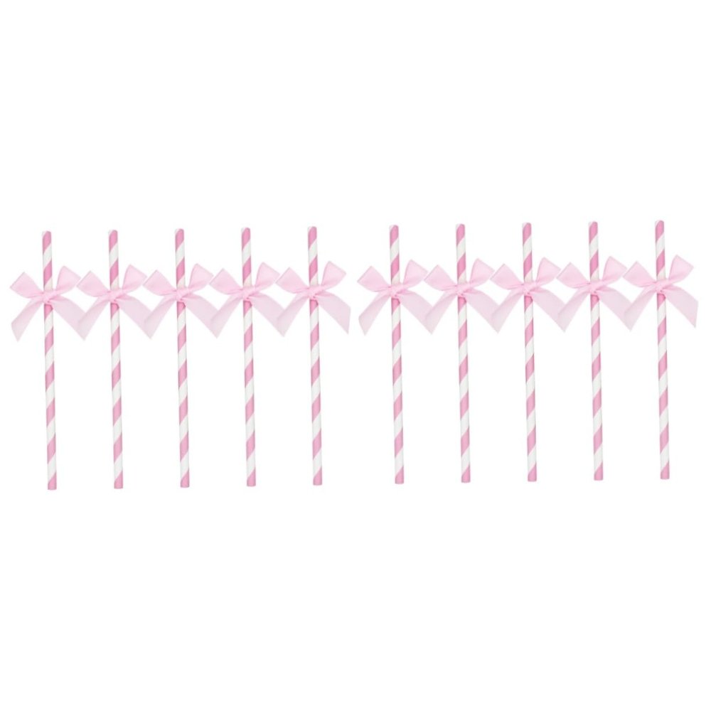 jojofuny 2sets Party Supplies Birthday Cake Ornaments Bowknot Paper Straws 30pcs*2