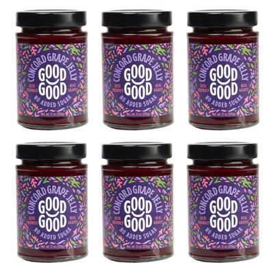 GOOD GOOD Concord Grape Jelly - 12 oz / 330 g - Keto Friendly No Added Sugar Concord Grape Jelly - Keto - Vegan - Gluten Free - Diabetic - 12 Ounce (Pack of 6)