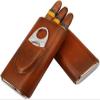 AtEEco Portable Cigar Humidor Cigar Cutter Combo Leather Travel Cigar Case 3 Finger Cedar Wood Mini Cigar Tube, Brown view 1