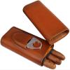 AtEEco Portable Cigar Humidor Cigar Cutter Combo Leather Travel Cigar Case 3 Finger Cedar Wood Mini Cigar Tube, Brown view 4