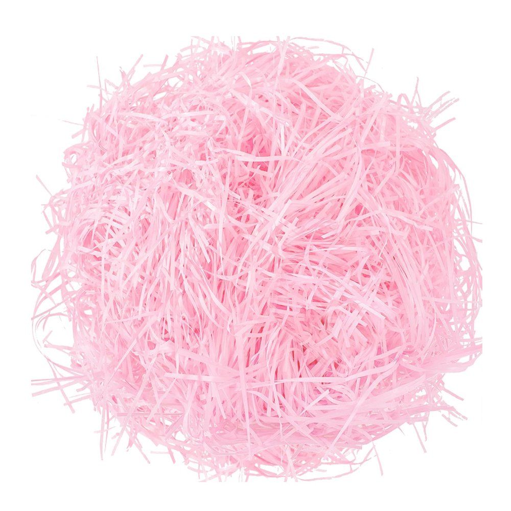 Gloreyan 1/2LB Valentine's Day Shredded Paper Filler Light Pink Easter Raffia Paper Filler Grass for Gift Wrapping Basket Filling Party Supply