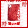 Gloreyan 1/2LB Easter Grass Shredded Paper Filler Red Raffia Paper Filler Grass for Valentine's Day Easter Gift Wrapping Basket Filling Party Supply view 3