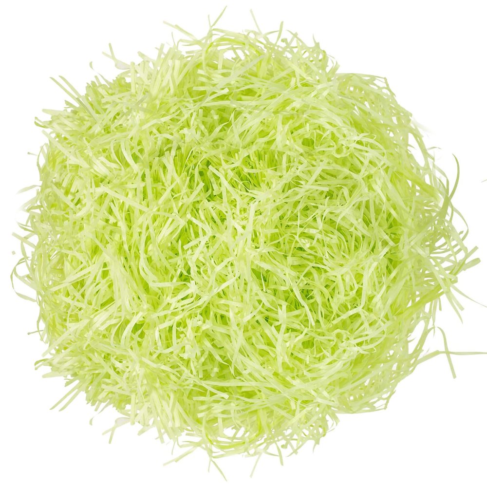 Gloreyan 1/2LB Easter Grass Shredded Paper Filler Raffia Paper Filler Grass Crinkle Cut Tissue Paper for Easter Gift Wrapping Basket Filling Birthdays Weddings Party SupplyLight Green