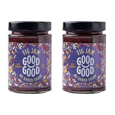 GOOD GOOD Fig Jam - No Added Sugar - Low Calorie - Gluten Free and Vegan - Diabetic and Keto Friendly - 12oz / 330g (Pack of 2)
