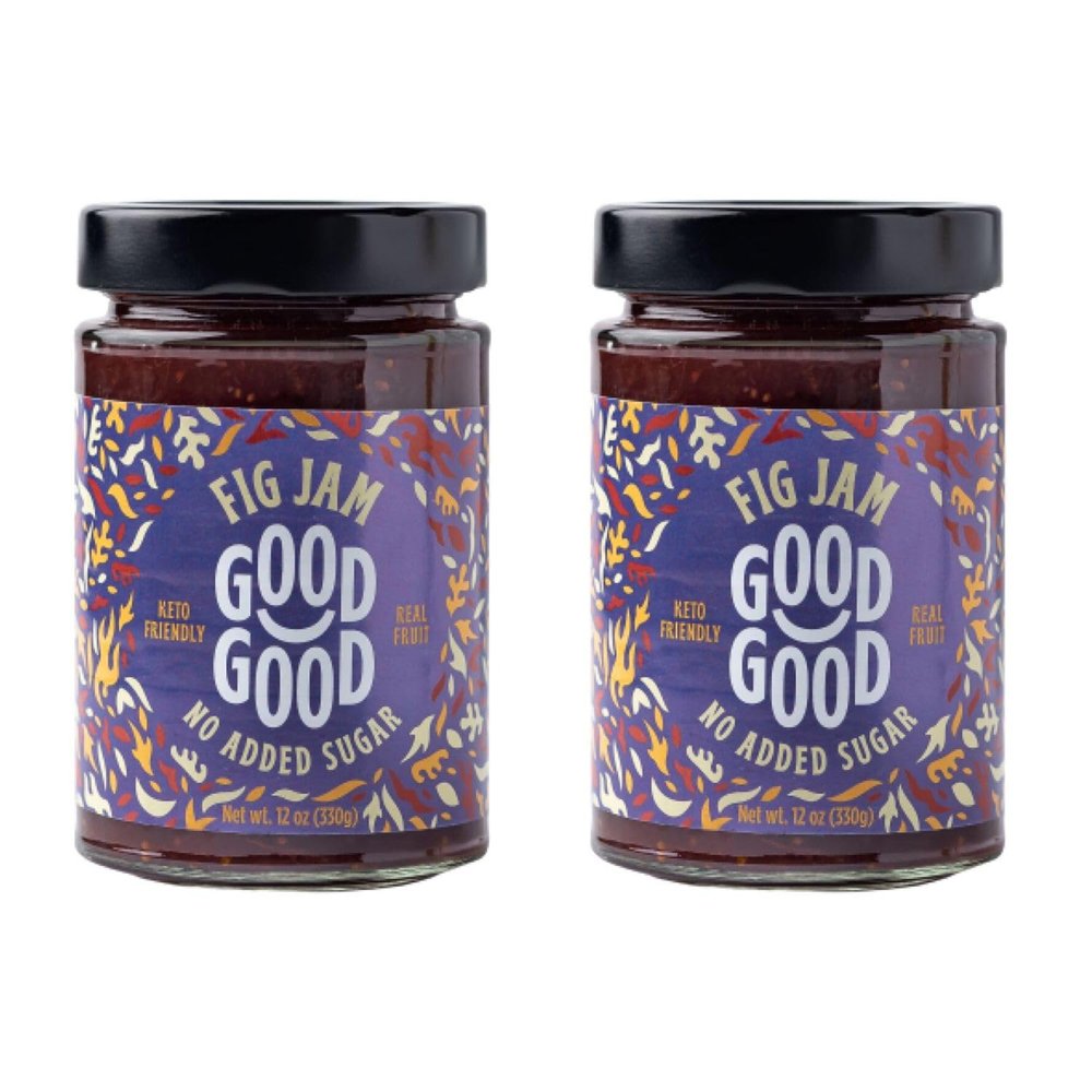 GOOD GOOD Fig Jam - No Added Sugar - Low Calorie - Gluten Free and Vegan - Diabetic and Keto Friendly - 12oz / 330g (Pack of 2)