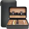 AtEEco Cigar Humidors Leather Cigar Box Lined Cedar Wood Portable Travel Cigar Case (Color : Black) view 1