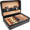 AtEEco Cigar Humidors Leather Cigar Box Lined Cedar Wood Portable Travel Cigar Case (Color : Black) view 3