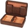 AtEEco Cigar Humidor Case, Cedar Wood Portable Cigar Travel Leather Humidor Box with Humidifier, Removable Cedar Tray view 1