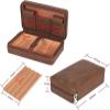 AtEEco Cigar Humidor Case, Cedar Wood Portable Cigar Travel Leather Humidor Box with Humidifier, Removable Cedar Tray view 2