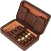 AtEEco Cigar Humidor Case, Cedar Wood Portable Cigar Travel Leather Humidor Box with Humidifier, Removable Cedar Tray view 3