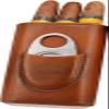 AtEEco Cigar Humidor Cigar Leather Case with Stainless Steel Cigar Cutter Capacity 3 Cigars (Color : Black) view 2