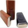 AtEEco Cigar Humidor Cigar Leather Case with Stainless Steel Cigar Cutter Capacity 3 Cigars (Color : Black) view 4