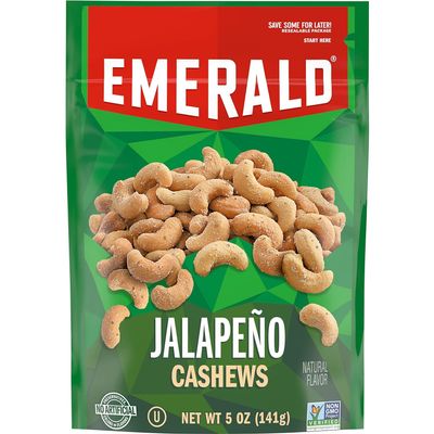 Emerald Nuts, Jalapeno Cashews, 5 Oz, Resealable Bag (Pack of 12)