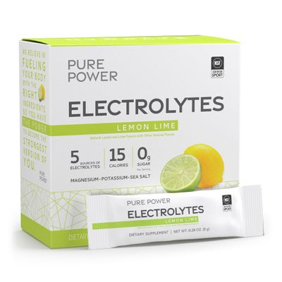 Dr. Mercola Pure Power Electrolytes - Supports Hydration & Muscle Function - Magnesium & Potassium Blend - 0 g Sugar per Serving - Lemon Lime - 30 Packets