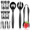 18 Count Disposable Serving Utensils, Black Plastic Serving Utensils Set for Catering Weddings, Holiday Parties, and More, Disposable Serving Spoons for Buffet, Party Utensils, Stock Your Home view 1