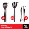 18 Count Disposable Serving Utensils, Black Plastic Serving Utensils Set for Catering Weddings, Holiday Parties, and More, Disposable Serving Spoons for Buffet, Party Utensils, Stock Your Home view 2