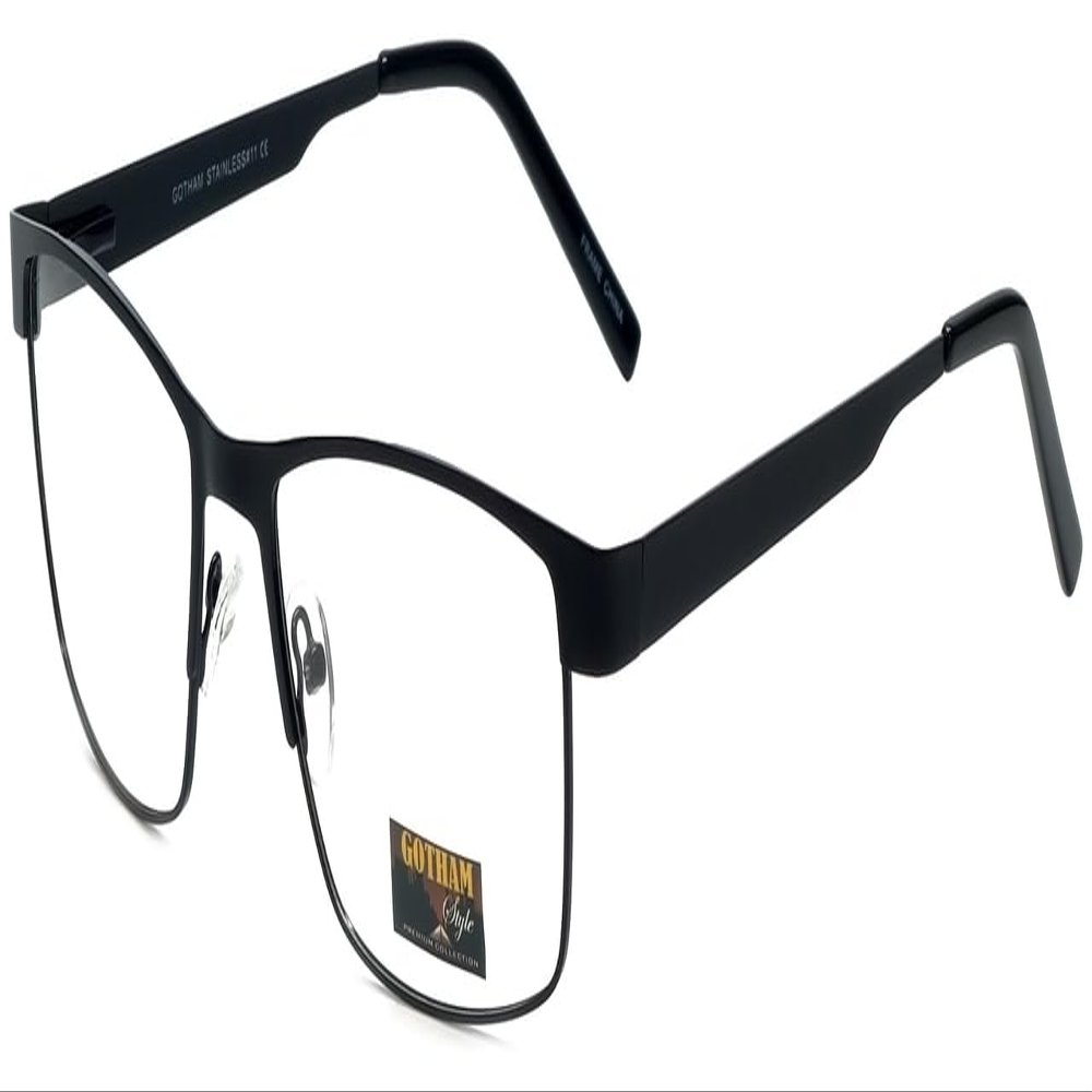 Calabria Gotham City 11 Rectangular Blue Light Blocking Reading Glasses +0.50 Black Men Women