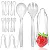 18 Count Disposable Serving Utensils, Clear Plastic Serving Utensils Set for Catering Weddings, Holiday Parties, and More, Disposable Serving Spoons for Buffet, Party Utensils, Stock Your Home view 1
