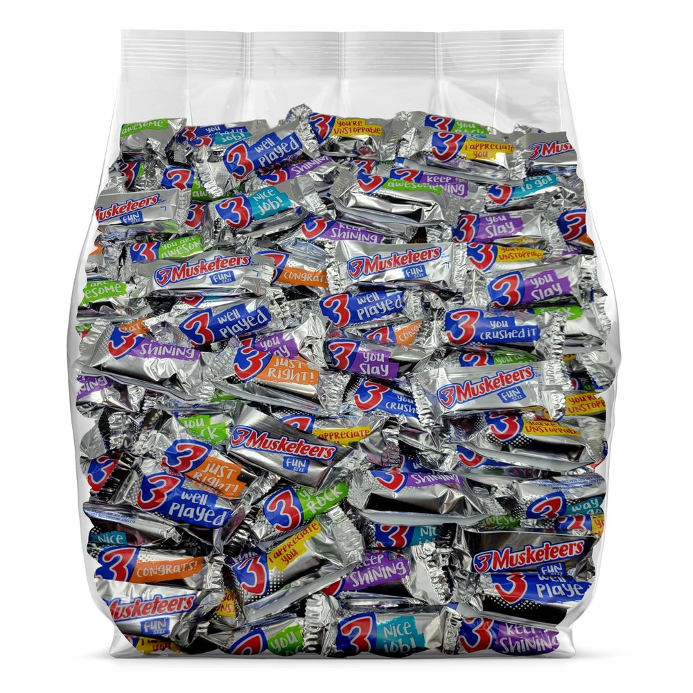 3 Musketeers Chocolate Candy Bars - Fun Size 3 Musketeers Candy Bars - Individually Wrapped Bulk 3 Musketeers Chocolate Bars - 3 Musketeers Milk Chocolate Bars - Bulk Candy Bag (Pack of 65)