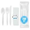 250 Pack Individually Wrapped Cutlery Set, Dispobasble Utensils Sets, White - Includes Disposable Cutlery Forks/Spoon/Knife/Napkin/Salt & Pepper - 250 Sets view 2
