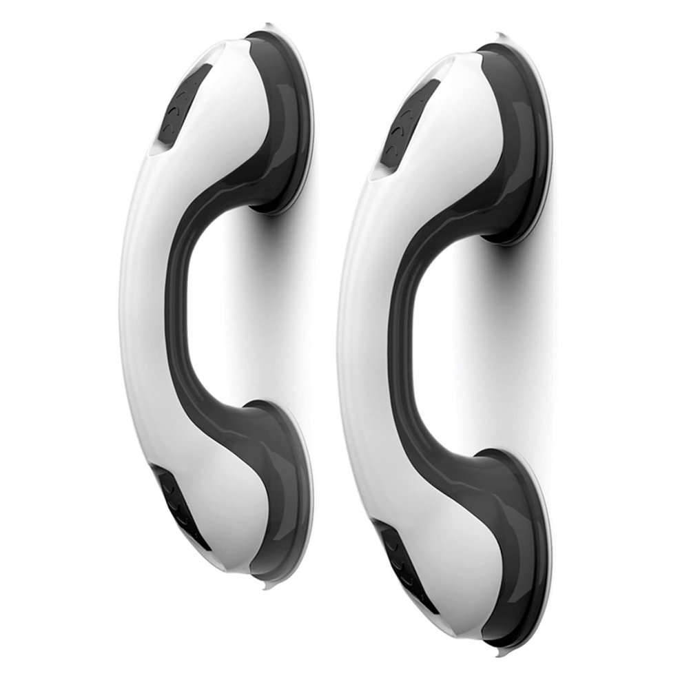 Shower Handle 2 Pack Grab Bars for Bathtubs, 12 Inch Safety Bar With Strong Suction Cup for Shower Chair and Bench, Elderly, Disabled, Children (Black)