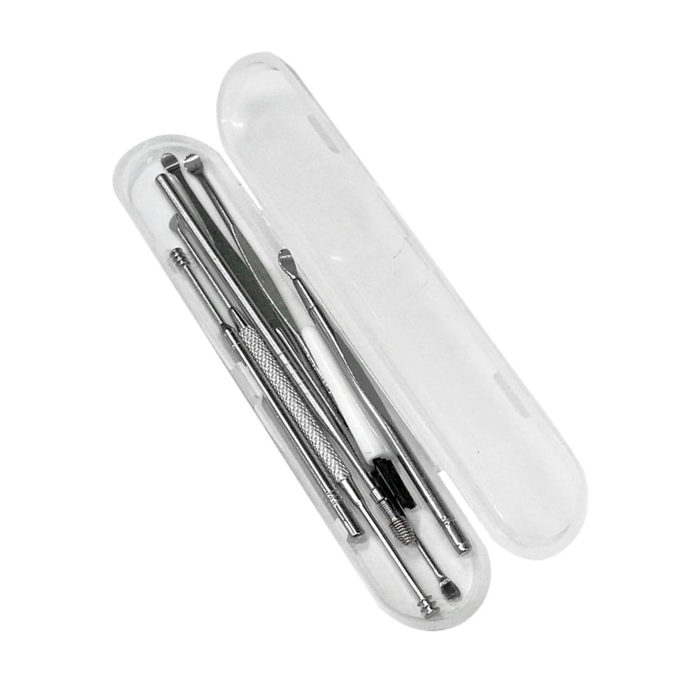 Gatuida 7pcs Stainless Steel Ear Wax Removal Tool Set Ear Cleaning Kit Head Picks Slip Design Storage Box