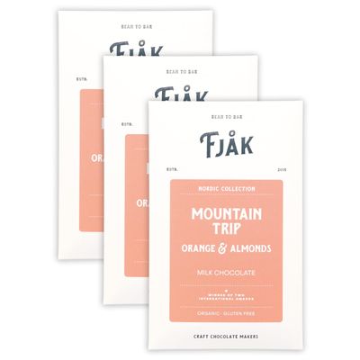 Fjak - Nordic Collection - Norwegian Chocolate Bundles (Mountain Trip (Milk w/Fruit & Nuts) 50%, 3 Pack)