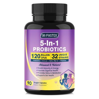 Probiotics for Women & Men Digestive Health120 Billion CFUs, Prebiotics and Probiotics for Gut Health, D3, Zinc & Immune Support Herbs, Detox Cleanse, 45 Day - 3 Month Supply