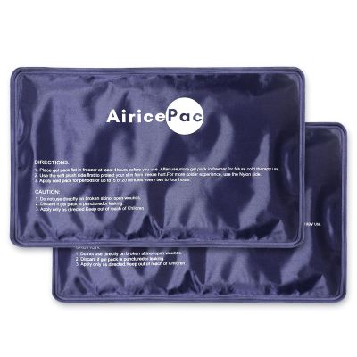 AiricePac 2 Ice Packs for Pain Relief, Gel Cold Pack for Knee Neck Shoulder Ankle Elbow Hip Back Injuries Reusable, Hot & Cold Compress Therapy for Swelling, Bruises, Surgery, 7x 11, Blue