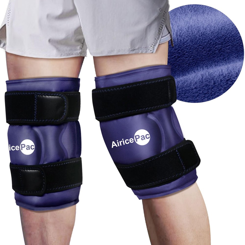 AiricePac 2 Ice Pack for Knee Pain Relief, Reusable Gel Ice Wrap for Injuries, Swelling, Knee Replacement Surgery, Cold Compress Therapy for Arthritis, Meniscus Tear and ACL, Blue