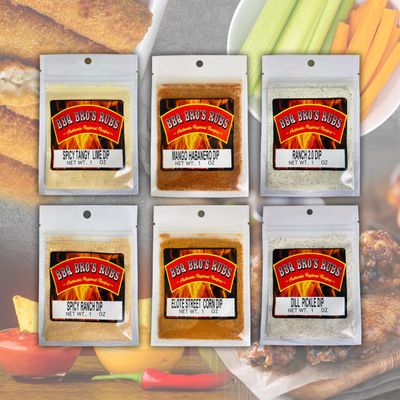 BBQ Bros Supreme Dip Mix for Snacks, Vegetables & Spreads - Dry Seasoning Mix for Chicken Wings, Potato Chips & Appetizers- Ultimate Flavor Enhancer (6 Flavor Combo Pack)